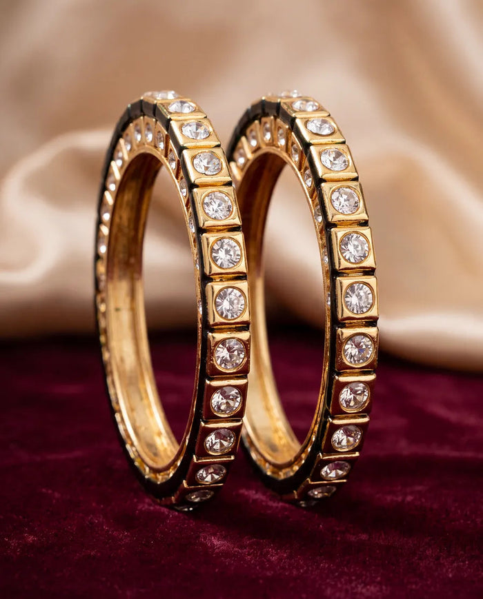 Stone-set bangles with black edging