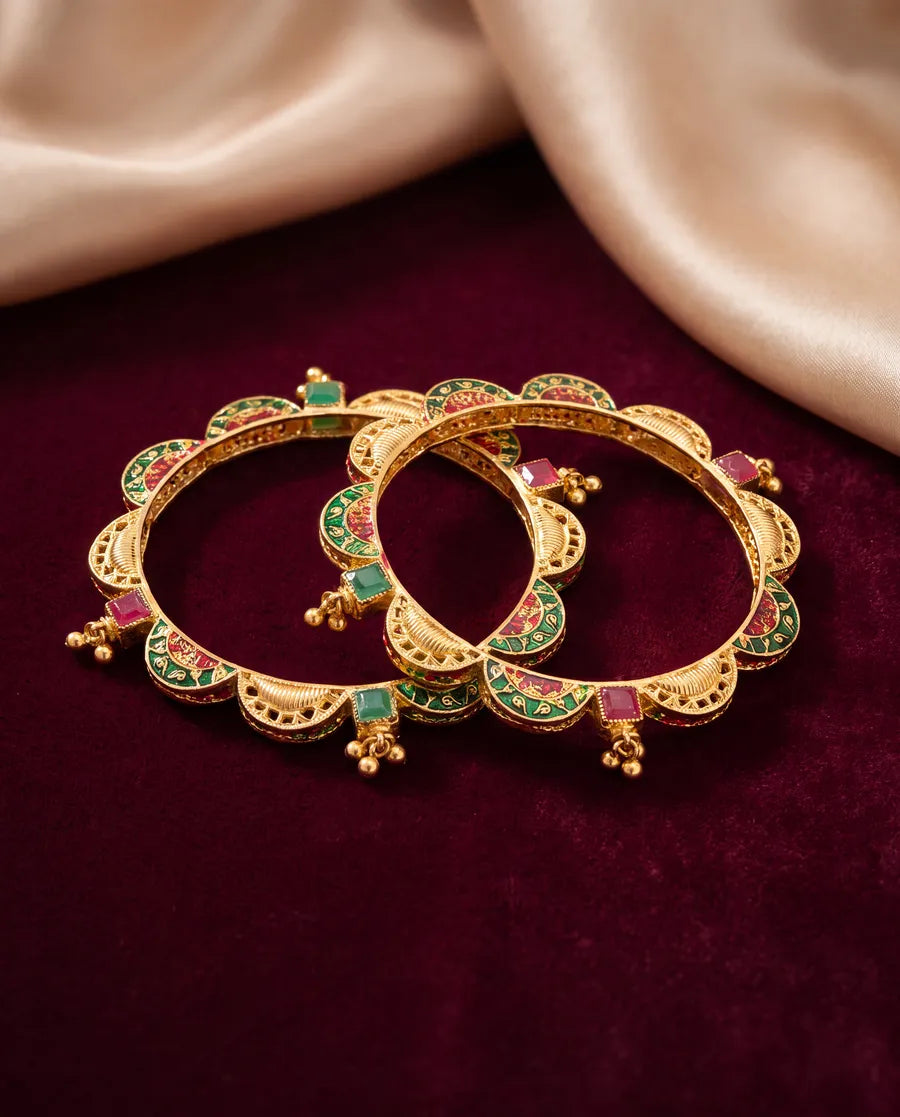 Scalloped meenakari bangles