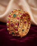 Temple bangles, ruby and emerald
