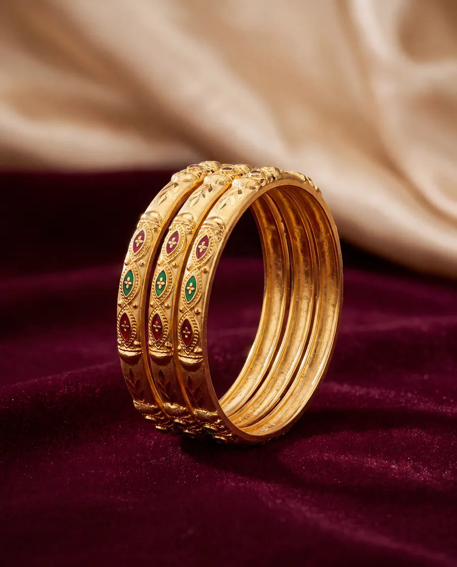 Meenakari bangles, set of three